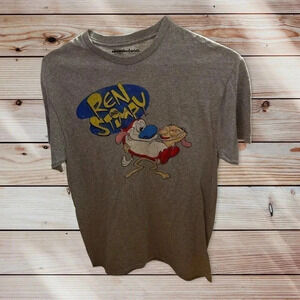 NICKELODEON MEDIUM GRAY TEE WITH REN AND STIMPY